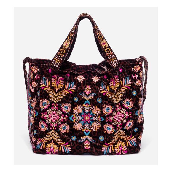 Johnny Was Velvet Tote Bag, NEW, Misty Leopard - Picture 10 of 11